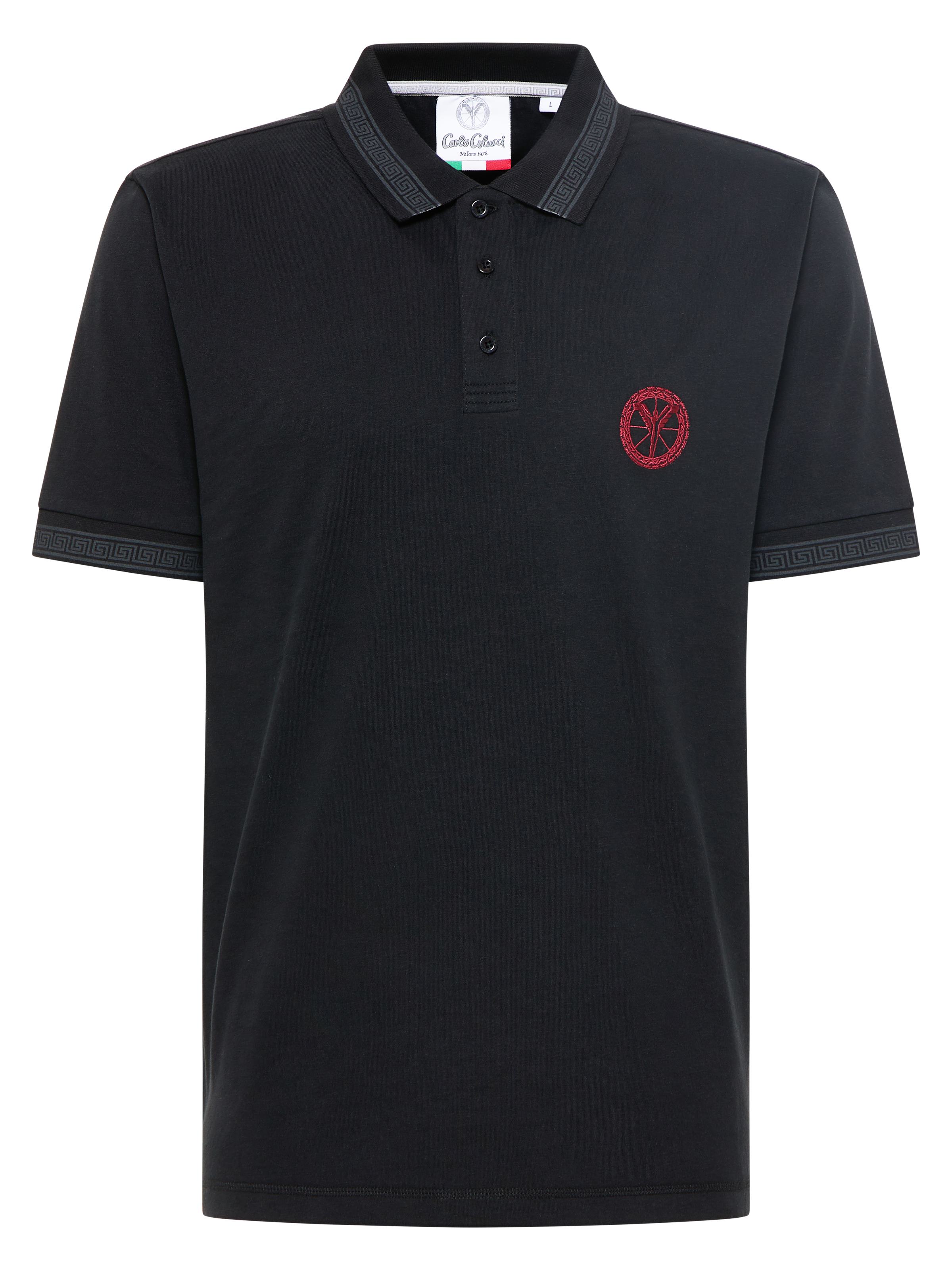 Plain polo shirt with logo in contrasting colors | Azure | XXL |  DAH-C3210-13-XXL